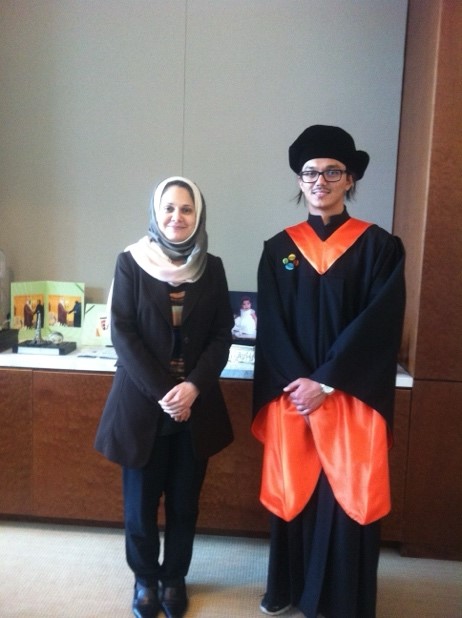 Tariq (right) with Dr. Najah Ashry (left), Former Senior Vice President of Strategic National Advancement at KAUST and steward of the KGSP on the day of his commencement ceremony.