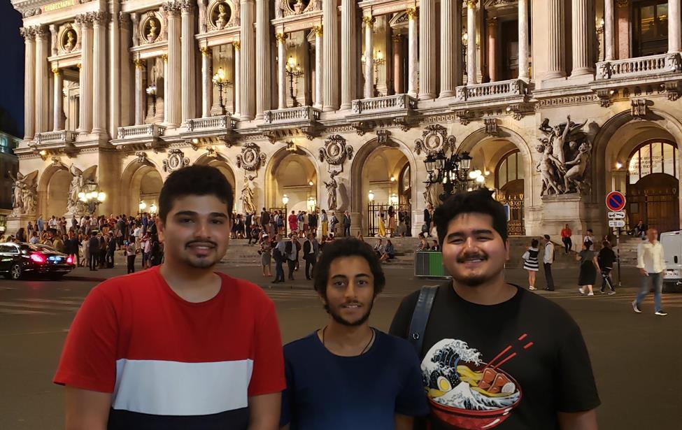 Abdulrahman Jamalallail (Left), Abdulaziz Yaslam (center), Ameen Qogandi (right) outside the Palais Garnier