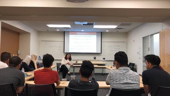 University of Texas at Austin students with Sarah Smith, Associate Director of Undergraduate and Scholarship Programs