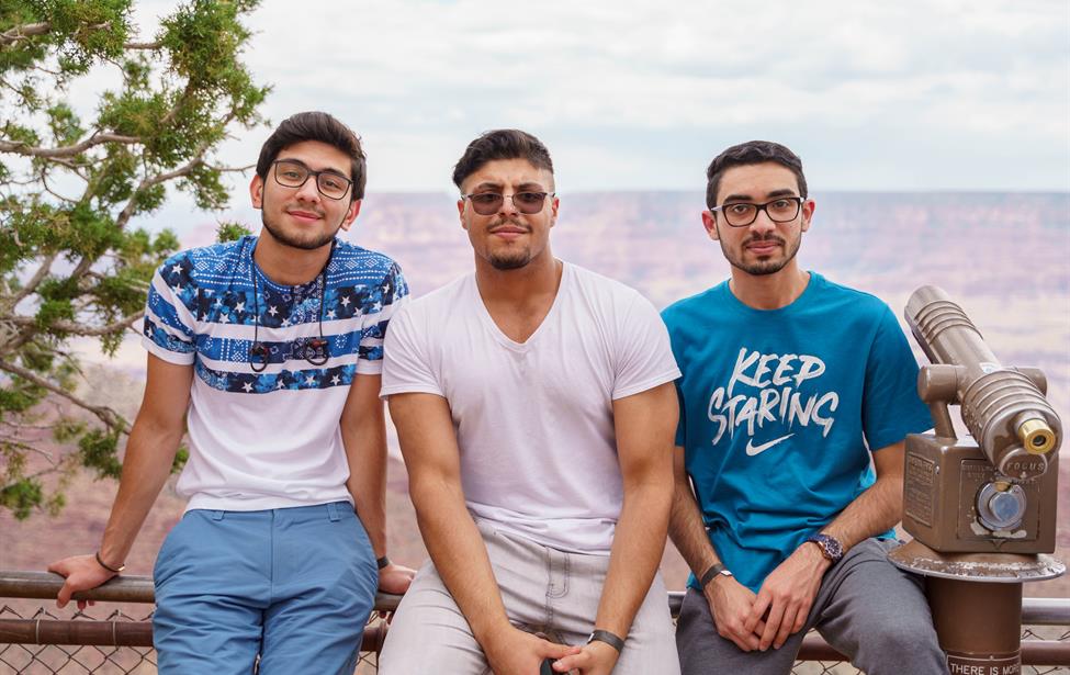 Osama Khoja (left) Hamad Almohaimeed (center), Mohammed Al Darwish (right) at the Grand Canyon