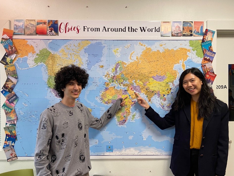 Tiffany Hsiau with Zain Alsaif, a freshman at Oberlin